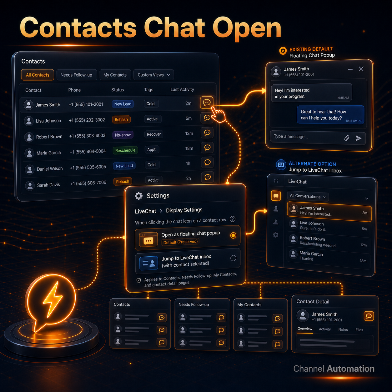 Contacts Chat Open Setting
